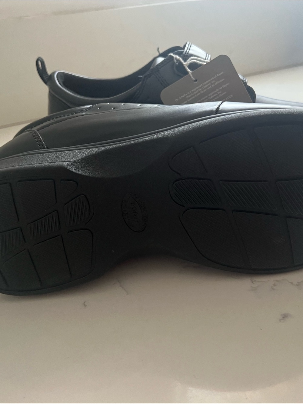 Dr. Scholl's Black Leather Slip-On Loafers with Hook-and-Loop Straps - Picture 3 of 3
